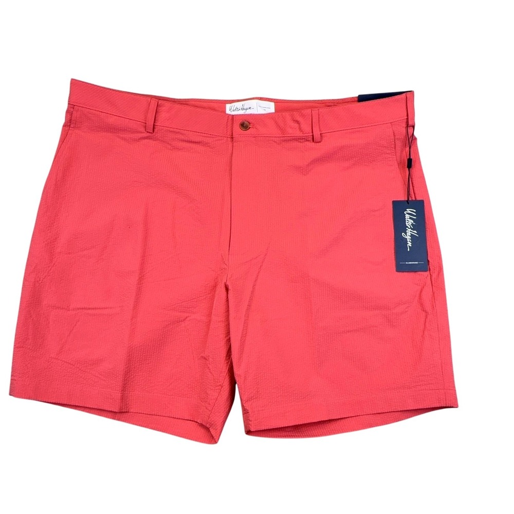 Walter Hagen‎ Clubhouse Shorts Mens 42 Pink Seersucker 8" Inseam Golf Stretch